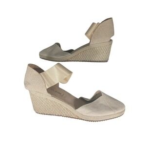 AK Anne Klein Women's Beige Espadrille Wedge Sandals Size 10‎